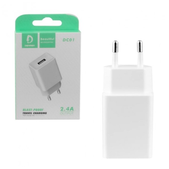 ADAPTADOR DE CARREGADOR DENMEN DC01 5V/2,4A BRANCO